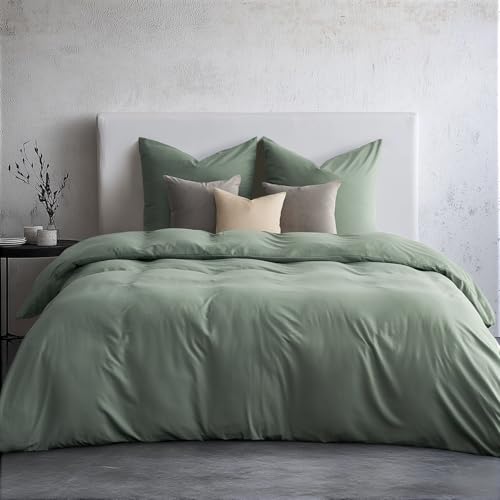 WohlNest Bettwäsche 155x220 Grün，Bettwäsche-Sets Mikrofaser 1 Bettbezug 155x220 + 1...