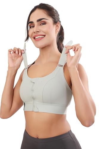 Image of Bella Voste Women Polyester Spandex High Impact Front Zip Sports Bra Fitness Criss Cross Back Crop Tops Tank Gym Yoga Workout, Size: M-5XL
