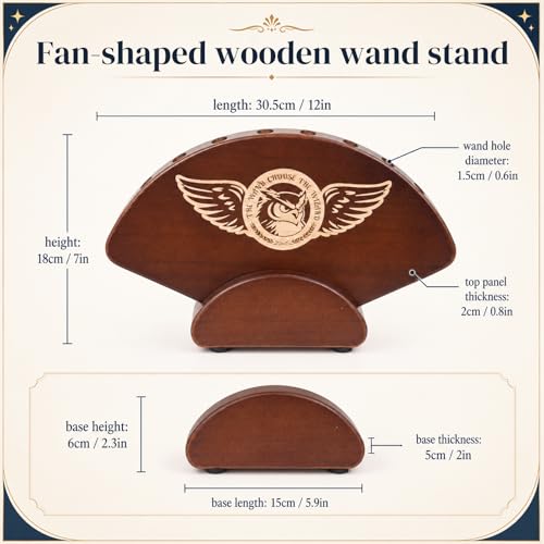 10PCS Fan-Shaped Wooden Wand Stand,Wall Mount & Desktop,Exquisite Carving Details,Wood Wizard Wand Holder for Desktop Display Decoration（Wands Not Contain） by WoodGod - Used condition - Image 2