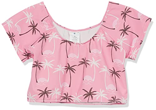 Image of Snapper Rock Girls' Palm Paradise Sustainable Crop Ss Rashguard Top Set (Little Kids /Big Kids)