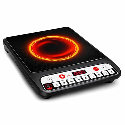 Image of 2000W Induction Cooktop with 4-Digit Display | Slide Touch Control | 9 Power Levels | Crystal Glass Top | 4-Hour Timer | Overheat Protection | Energy Efficient Portable Induction Cooker
