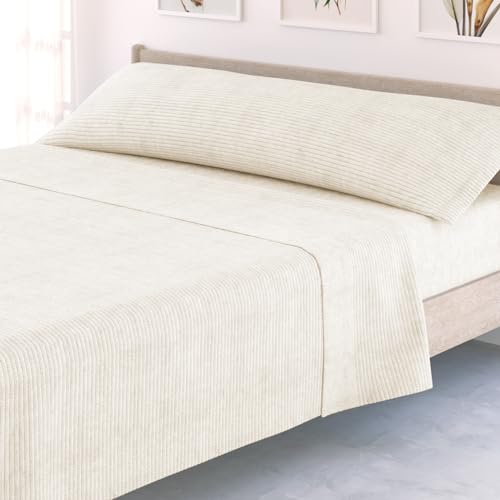 Victorio & Lucchino Juego de Sábanas Coralina Canale, térmica para Invierno - Modelo Adriana (150 cm, Crudo)