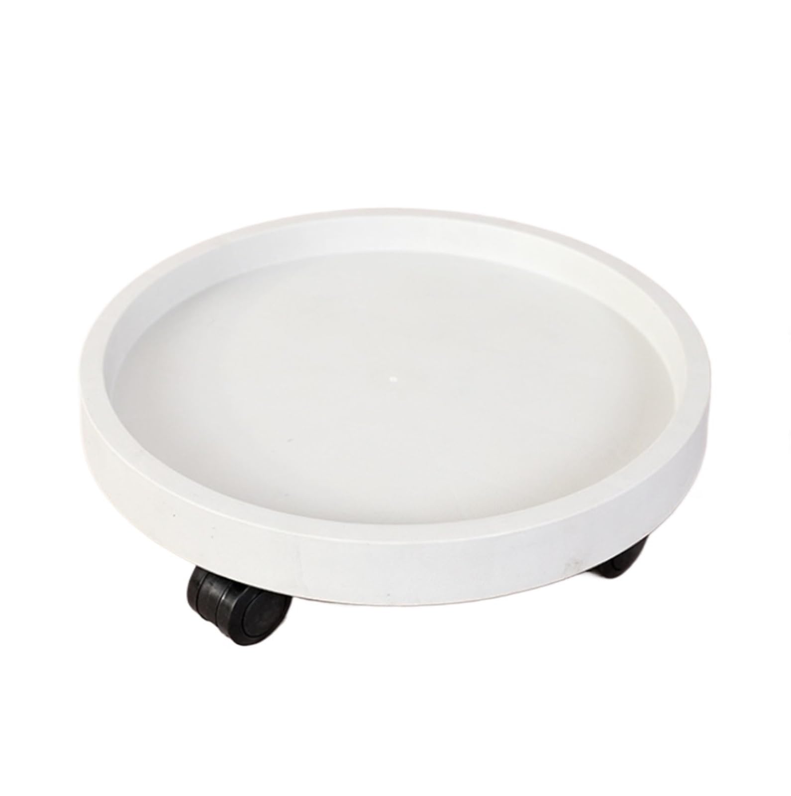 HPTHLY Round Plant Trolley Caddy With Lockable Wheels - 29Cm White Plant Cart For Flower Pots Indoor/Outdoor Display -Plastic Plant Stand On Wheels (White 36Cm)