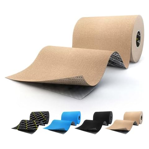 SPORTTAPE Extra Wide Kinesiology Tape 10cm x 5m - Beige | Extra Sticky, Waterproof, Hypoallergenic | Wide KT Sports Tape, Physio Tape for Muscle Injury & Lower Back | Uncut - Single Roll Cover