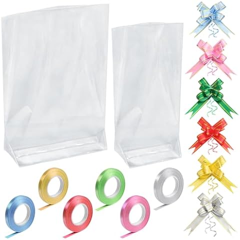 XYGK 80 Pcs Clear Cellophane Gift Bags Cover