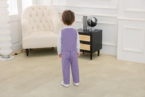 Image of Baby Boys Gentleman Formal Suit Set with Vest, Pant, Shirt, and Bow Tie, Weding 4Pcs Outfit