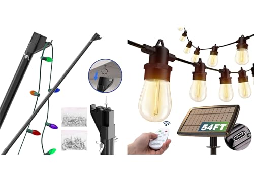 addlon 54(48+6) FT Solar String Lights and Telescopic Extension Pole