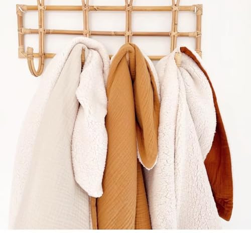 Image of Soft Organic Cotton and Muslin Baby Blanket and Swaddle, Ultra Warm (Cream)