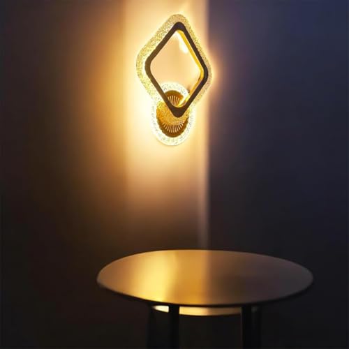 Image of fizzytech Crystal LED Wall Light, Modern Gold Finish Decorative Wall Lamp with 3 Colour Changing Modes for Living Room, Bedroom, Hallway & Home Decor, Pack of 2