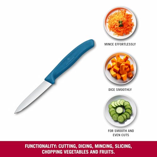 Image of Victorinox Swiss Made Stainless Steel Swiss Classic Paring Knife, Straight Edge, Kitchen Tool, Kitchen Item, 8 cm, Blue, 6.7602.C1