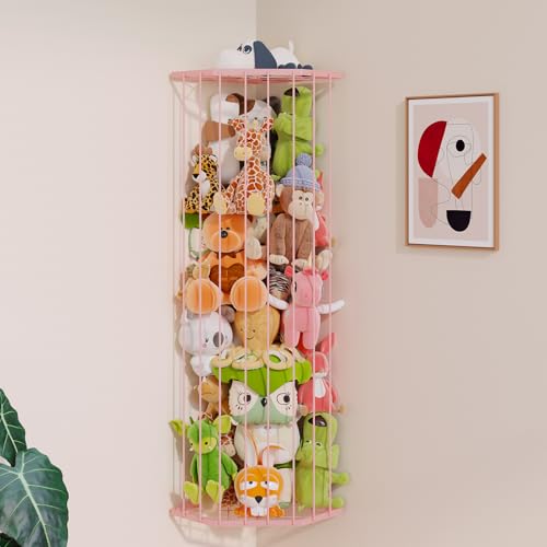 Rangement peluche suspendu rose pour garder tous ses doudous tout près