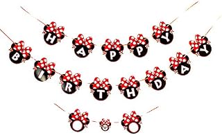 Mickey Mouse Happy Birthday Banner | Boys Girls Disney Party Decoration | Bunting Hanging for Kids Mickey and Minnie Theme Party Supplies