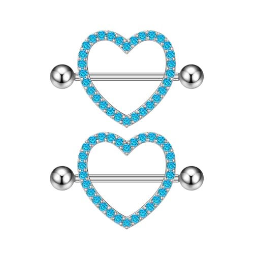 IMINI Barres de Piercing 14G en Cristal en Forme de Cœur - Bijoux Corporels en Oxyde de Zirconium Cubique Hypoallergéniques pour Femmes, Anneaux de Piercing...