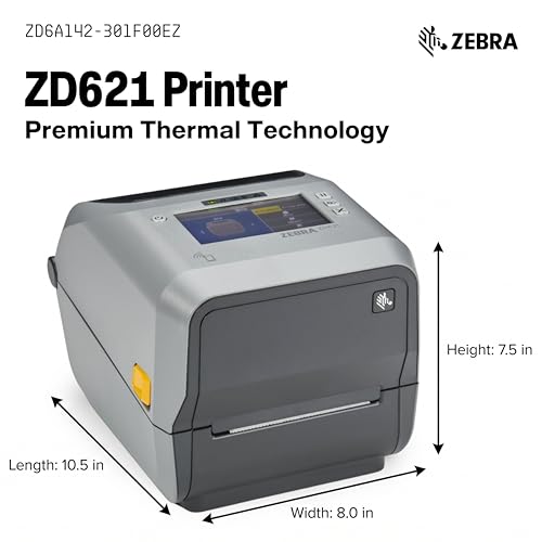 Image of Zebra ZD621 Thermal Transfer Shipping Label Printer | Color Touch LCD | 4x8