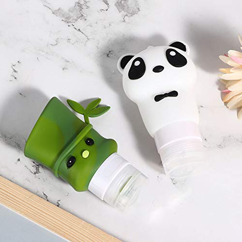 RASTKY Ensemble de Bouteilles à Presser en Silicone en Bambou, Motif Panda de Dessin animé, pour Voyage D'affaires Cosmétique, 2 Pièces, 3,2 X 4, Pouces, Vert, 60 Ml, 90 Ml