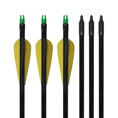 E5E10 12Pcs Fiberglass Arrows 33" Target Practice Arrows With Black And Yellow Fletches Unchangeable Sealed Tips For Recurve And Compound Bow Hunting Gift #TOP4