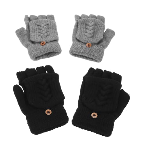 Guantes sin dedos de invierno térmicos y cortavientos con manopla convertible de mujer