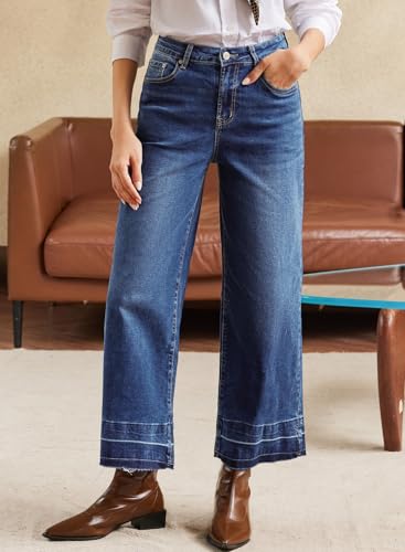 Astylish Women's High Waisted Wide Leg Jeans Trendy Straight Leg Jeans Zimbaplatinum Denim Pants3