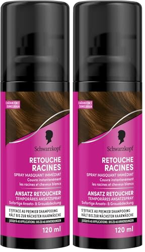 Schwarzkopf Retoca Raíces - Espray para ocultar las raíces, color castaño oscuro, 120 ml (Paquete de 2)