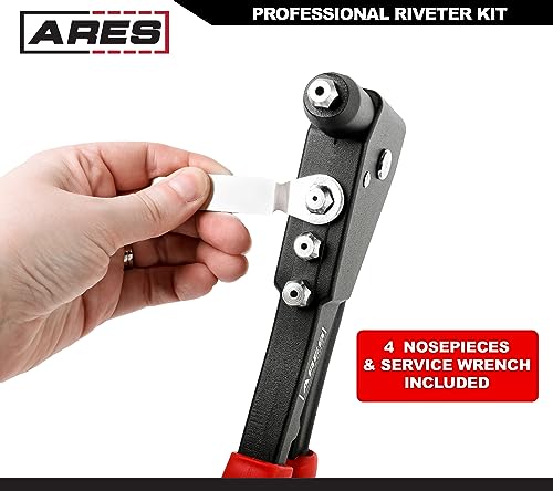 image for ARES 70017 - Professional Pop Rivet Gun with 60 Rivets - Rivet Sizes 3
