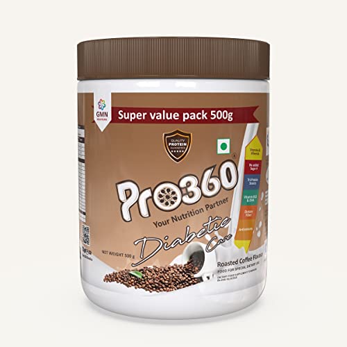 Image of Pro360 Diabetic Care Protein Powder for the Dietary Management of People With Diabetes - Helps in Managing Blood Glucose - No Added Sugar (Roasted Coffee Flavour) 500+ 500g Pack of 2