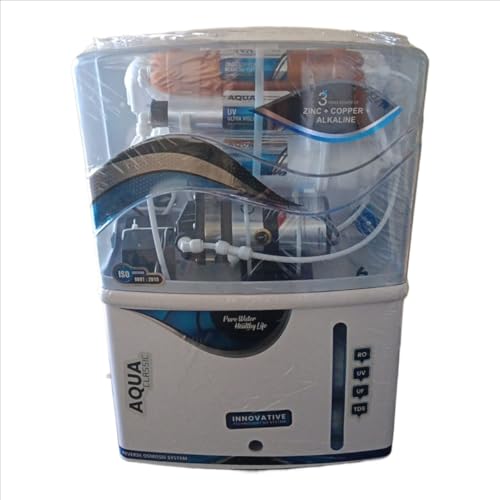 Image of AQUA Classic RO Water Purifier, 10L Storage, Zinc Copper Alkaline Filter, RO+UV+TDS Controller, Wall-Mount, Black /White TPT Body