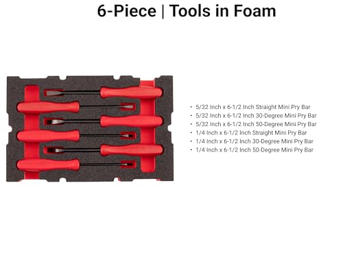 Image of TEKTON Mini Pry Bar Set with Mini Stacking Tool Box (6-Piece) | LRD94801