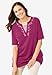 Woman Within Plus Size 7-Day Embroidered Layered-Look Tunic - 18/20, Raspberry Flower Embroidery