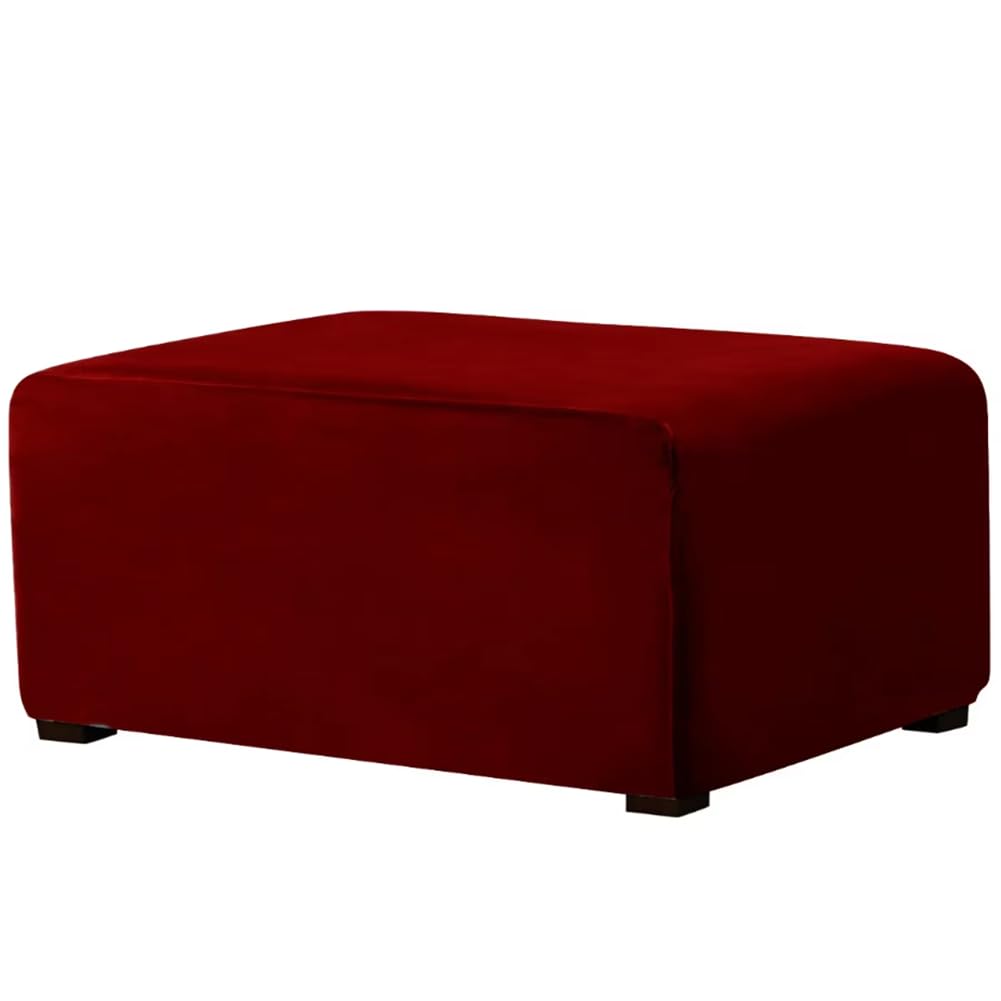 KJEKT Ottoman Cover Square Large Ottoman Slipcover Stretch Footrest Stool Covers Furniture Protectors Jacquard Fabric with Elastic Band,Brown,S