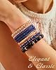 MILACOLATO 4 Sets Boho Bracelets for Women Multi-Color Layered Stackable Natural Beaded Bracelets Adjustable Stretch Bohemian Bracelets A #4