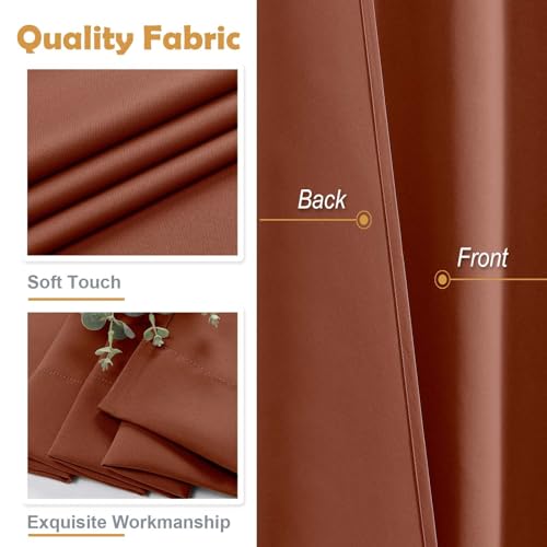 Image of Aiyufeng Terracotta Short Blackout Curtains for Bedroom 54 Inches Long 2 Panels Set, Solid Thermal Insulated, Energy Saving Window Treatment Curtains Blackout Drapes, W40 x L54 Inch, Terracotta