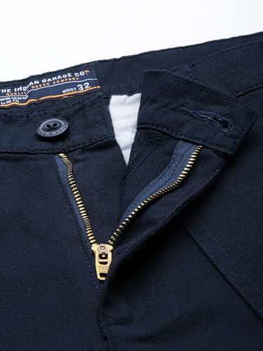 Image of The Indian Garage Co Men Slim Fit Solid Mid-Rise Cargos