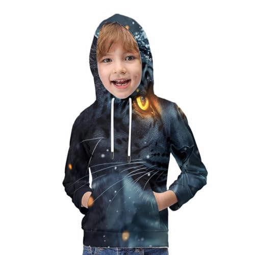 Sweat 3D léopard des neiges enfant pull chaud avec capuche 10-12 ans