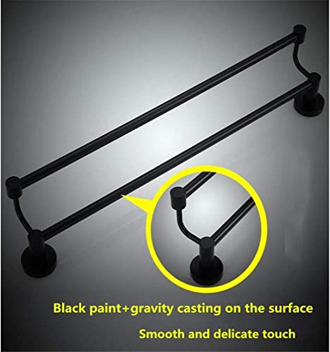 Porte-serviettes double mural inox noir 70 cm haute résistance - 3