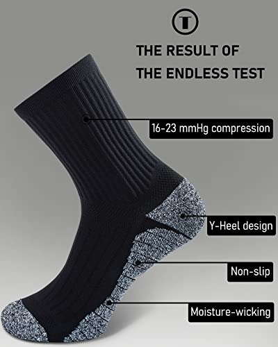 Sitoisbe Cushioned Compression Unisex Mid-Crew Socks 4-Pack, Large, Black #TOP3