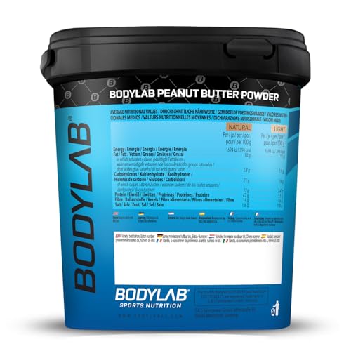 Bodylab24 High Protein Peanut Butter Powder Light 960g, proteinhaltiges Pulver aus gemahlenen Erdnüssen, mit allen Nährstoff-Vorteilen von Erdnüssen bei deutlich geringerem Fettanteil