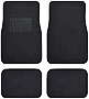 Premium 4PC Set of Carpet Car Floor Mats with Vinyl Safety Heel Pad for Car, Truck, SUV, Coupe Sedan, Black (MT-100-BK)