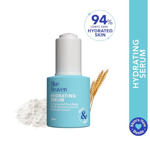 Image of Blue Heaven Hydrating Face Serum for Women infused 5% Fermented Rice Water + 2% 4D Hyaluronic Acid + 0.5% Kombucha Extract | Increase Skin Elasticity | Glowing Skin & Reduces Fine Lines | 20ml