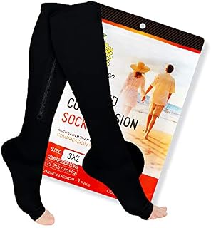 Zipper Compression Socks with Zip Guard Skin Protection & Open Toe