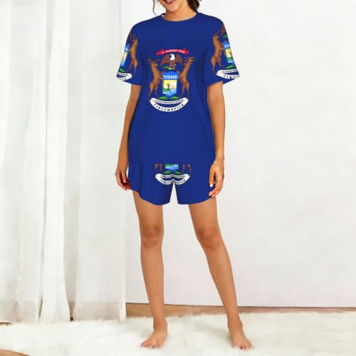 Pyjama manches courtes femme imprimé Michigan : votre tenue homewear décontractée - 3