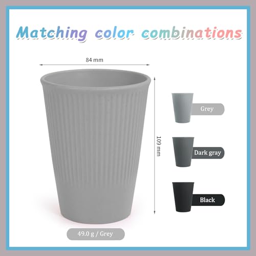 WANBY Plastic Drinking Cups 325ml 8 Pcs Colorful Tumblers Drinking Glasses Dishwasher Safe Water Cup for Water Juice Cocktail Portable Camping (Black) - Image 4