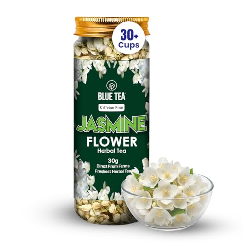 BLUE TEA - Jasmine Tea - 30gm - 30 Cups | FOR SLIMMING BODY & STRESS RELIEF | Non-Bitter - Farm Fresh - Caffeine Free - Herbal Tea - Flower Based - Antioxidants | Reusable Pet Jar