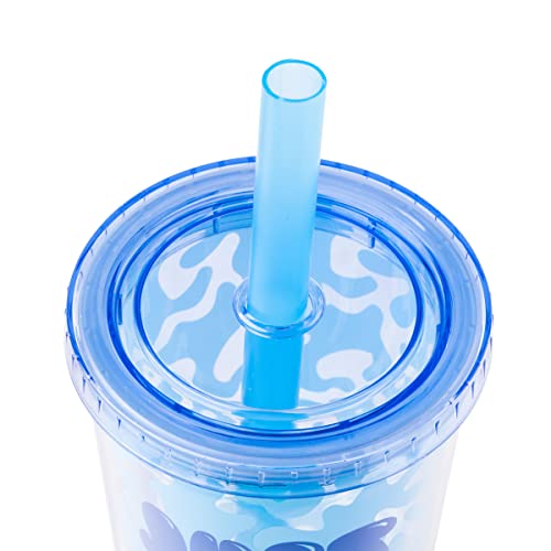 Image of Silver Buffalo Disney Lilo and Stitch Cool Sunglasses Just Chill Plastic Boba Tumbler with Lid and Straw, 24 Ounces