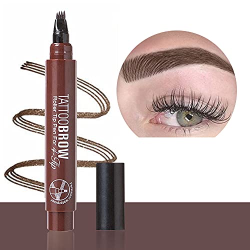 Eyebrow Tattoo Pen, Waterproof brow Pencil, Microblading Brow Pen, Natural Looking, Long Lasting (4# Dark Brown)