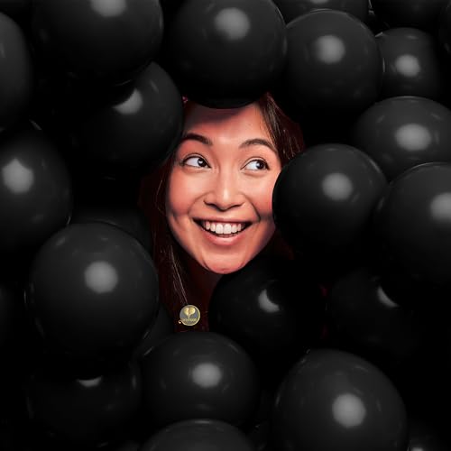 Image of AFTERLOON Biodegradable Natural Rubber Latex Mini Balloons 100 pcs Onyx Black 5 Inch, Plastic-Free Alternative Matte Color Durable Thickened Extra Strong Helium Float, Garland Arch Wedding Decor