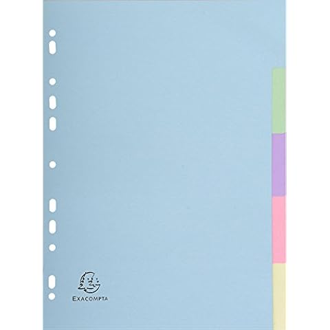Exacompta - Ref 1605E - Forever Collection - 5-Part Plain Dividers, Suitable for A4 Documents, 100% Recycled 170gsm Card, Pre-Punched - Assorted Pastel Colours Cover