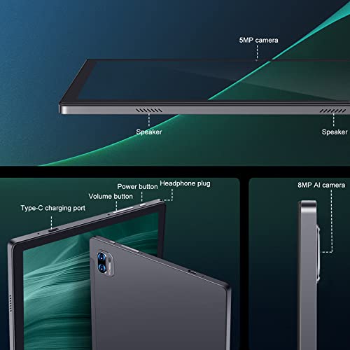 Tablet 10 Zoll mit Ultraschnell 5G WiFi, 2.0 GHz 8 Cores Android 11 Tablet mit Tastatur/Maus & Schutzhülle, 4 GB RAM, 64 GB ROM, Erweiterbar bis 1 TB, Bluetooth 5.0, 8000 mAh Akku, 5 MP+8 MP, Grau – Bild 7