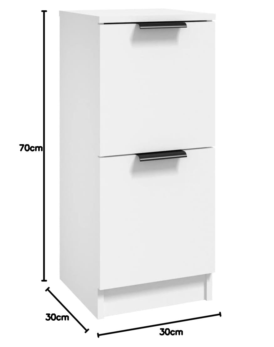 WIFESE Credenza bianca, 30 x 30 x 70 cm, armadietto da cucina, piccolo comò, armadietto da bagno, armadietto per comodi, sottile, a buffet