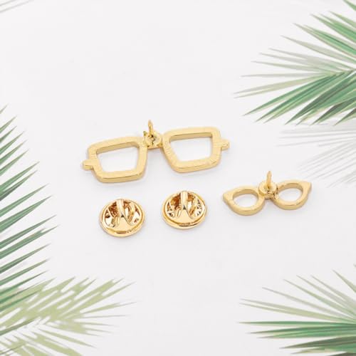 Image of 2pcs Cute Eyeglasses Frame Brooches for Women Unisex Golden Eyewear Shaped Lapel Pins Iniature Badge Dress Suit Collar Accessories Crafts Holiday Birthday Chic Jewelry
