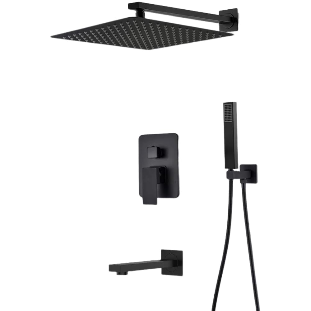 Système de Douche encastré Noir Mat au Design Épuré et Finition Haute Qualité